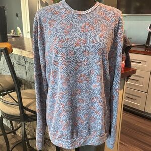 21men Blue and Red Patterned Crewneck Sweater